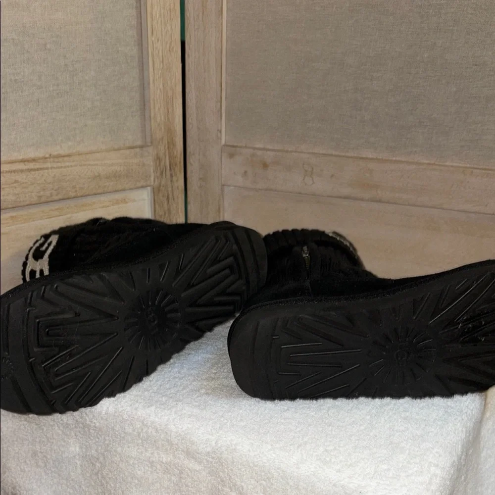 UGG Woman’s Black Knit Logo Mid-Calf Boot - Picture 4 of 4
